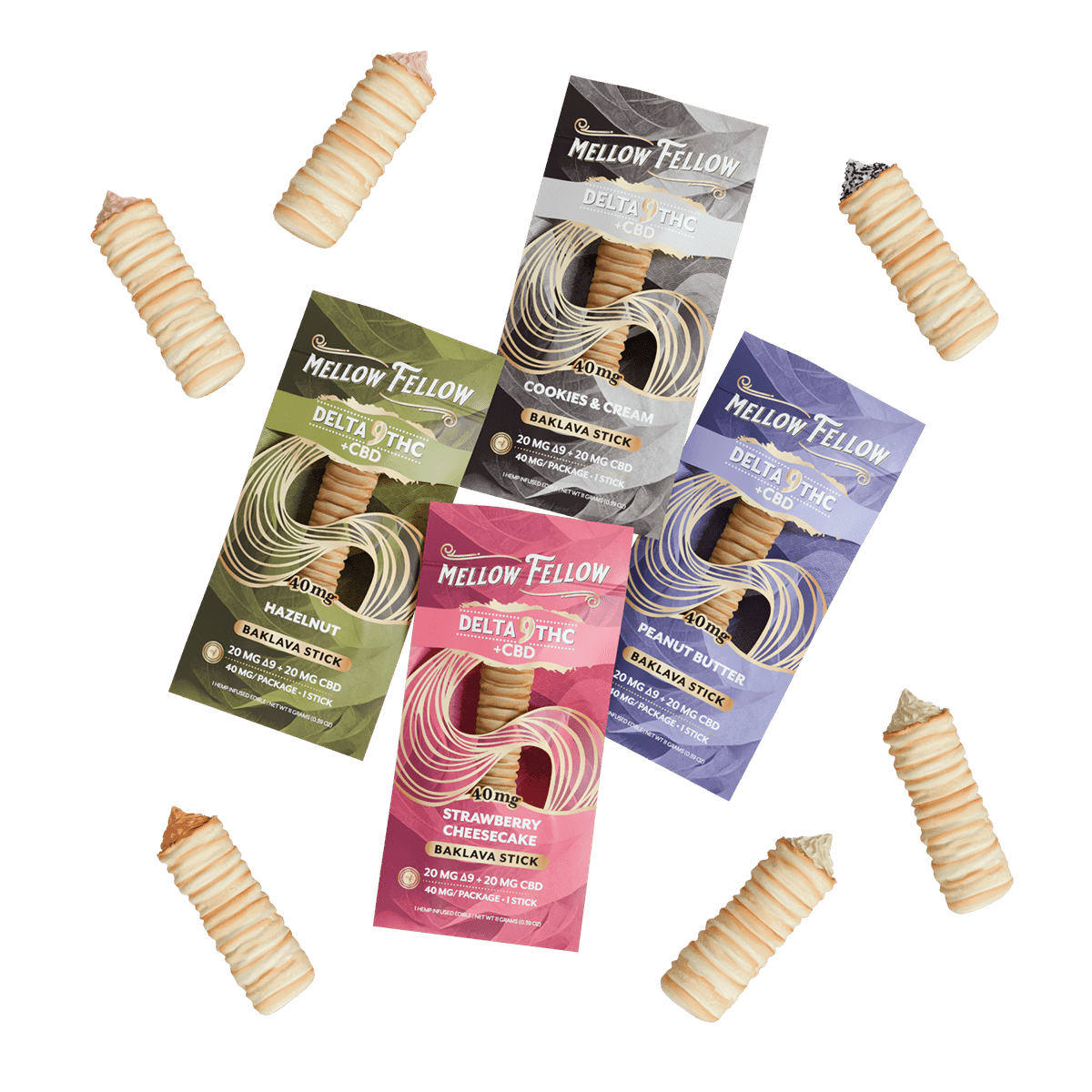 Delta 9 THC + CBD Baklava Sticks 4 Pack - Mellow Fellow
