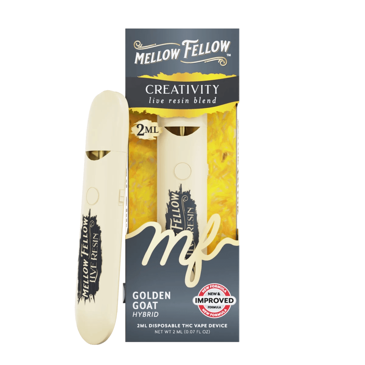 Creativity Blend 2ml Live Resin Disposable Vape - Golden Goat (Hybrid) - Mellow Fellow