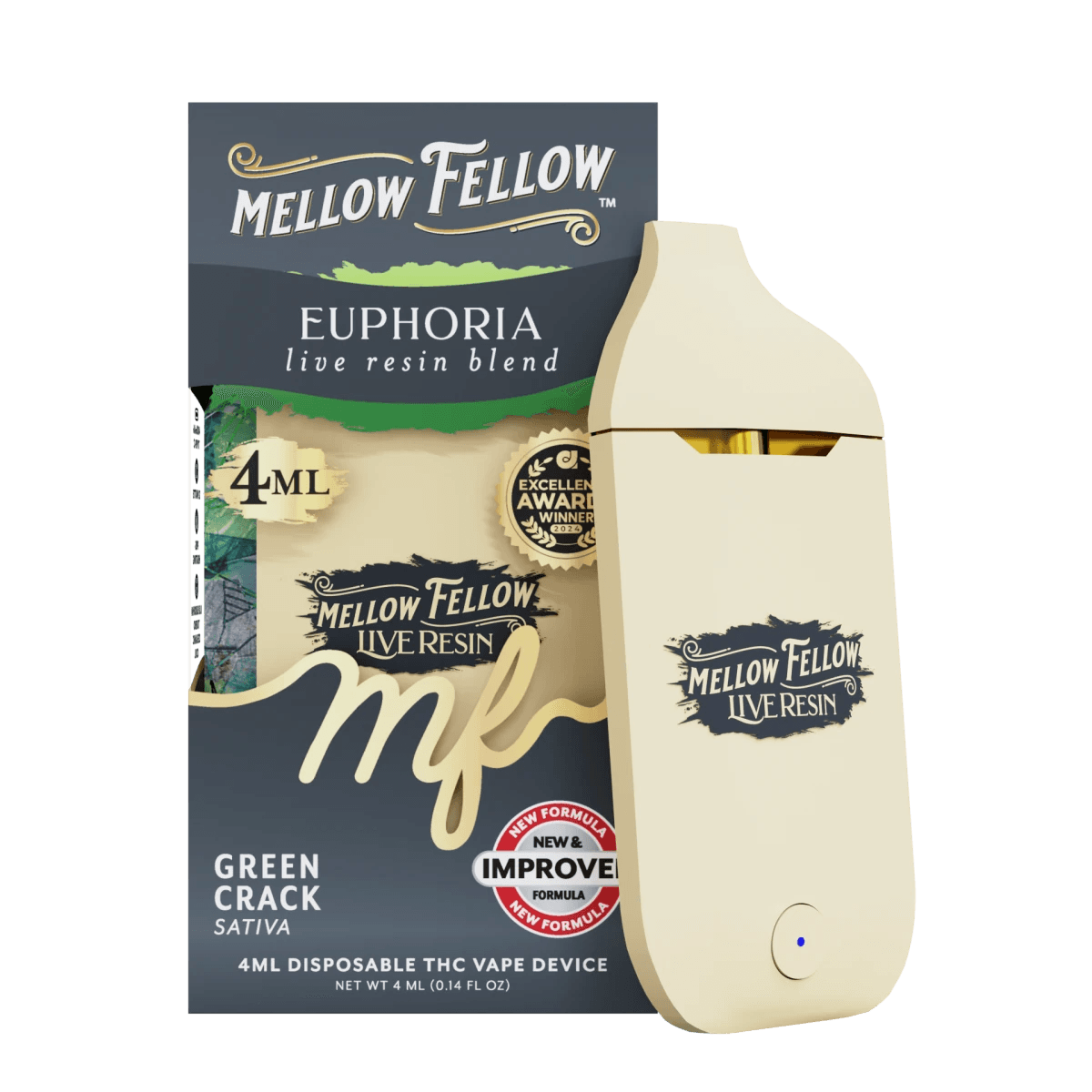 Euphoria Blend 4ml Live Resin Disposable Vape - Green Crack (Sativa)