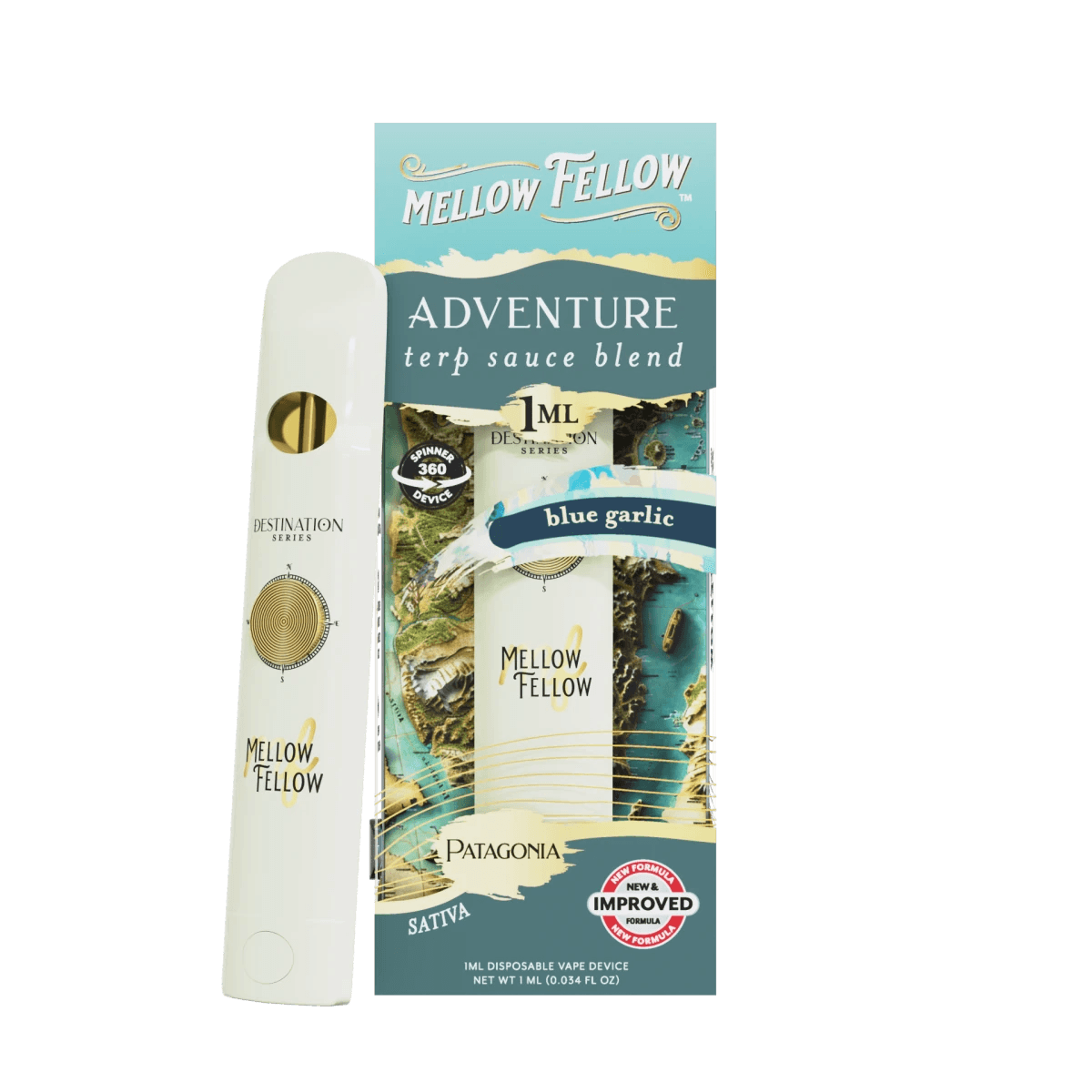 Adventure Blend - Terp Sauce 1ml Disposable Spinner Vape - Blue Garlic (Sativa) - Mellow Fellow