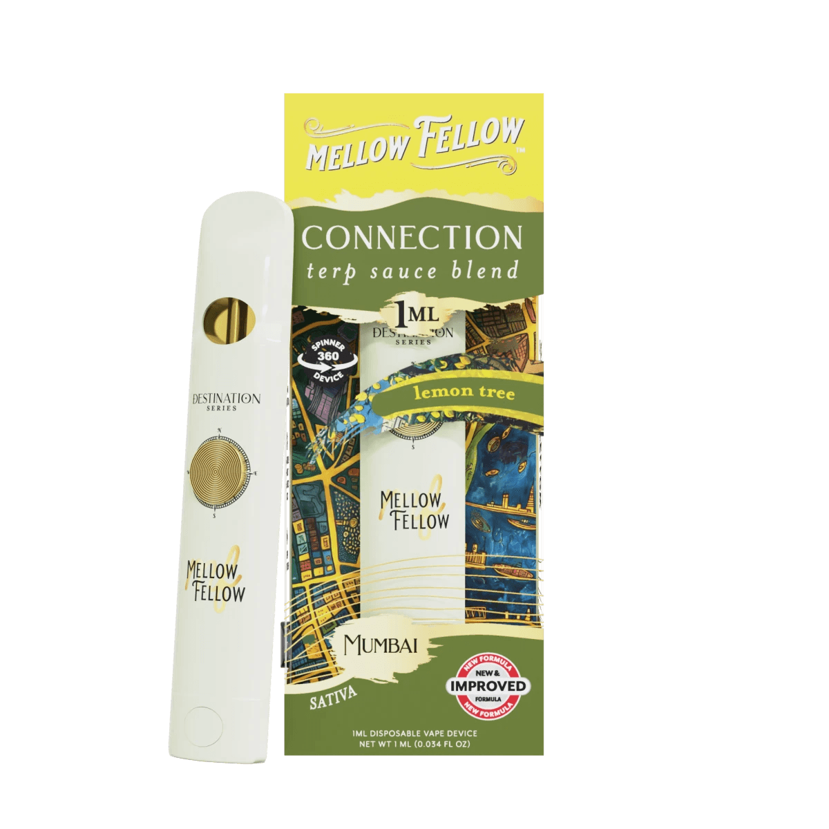 Connection Blend - Terp Sauce 1ml Disposable Spinner Vape - Lemon Tree (Sativa) - Mellow Fellow