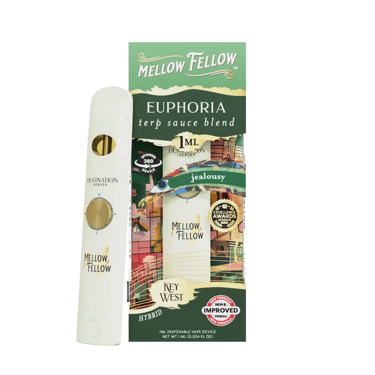 Euphoria Blend - Terp Sauce 1ml Disposable Spinner Vape - Jealousy (Hybrid) - Mellow Fellow