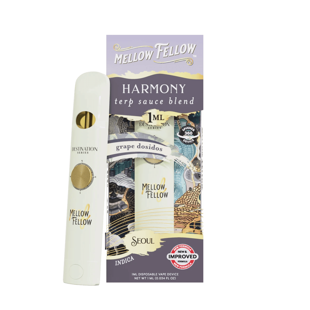 Harmony Blend - Terp Sauce 1ml Disposable Spinner Vape - Grape Dosidos (Indica) - Mellow Fellow