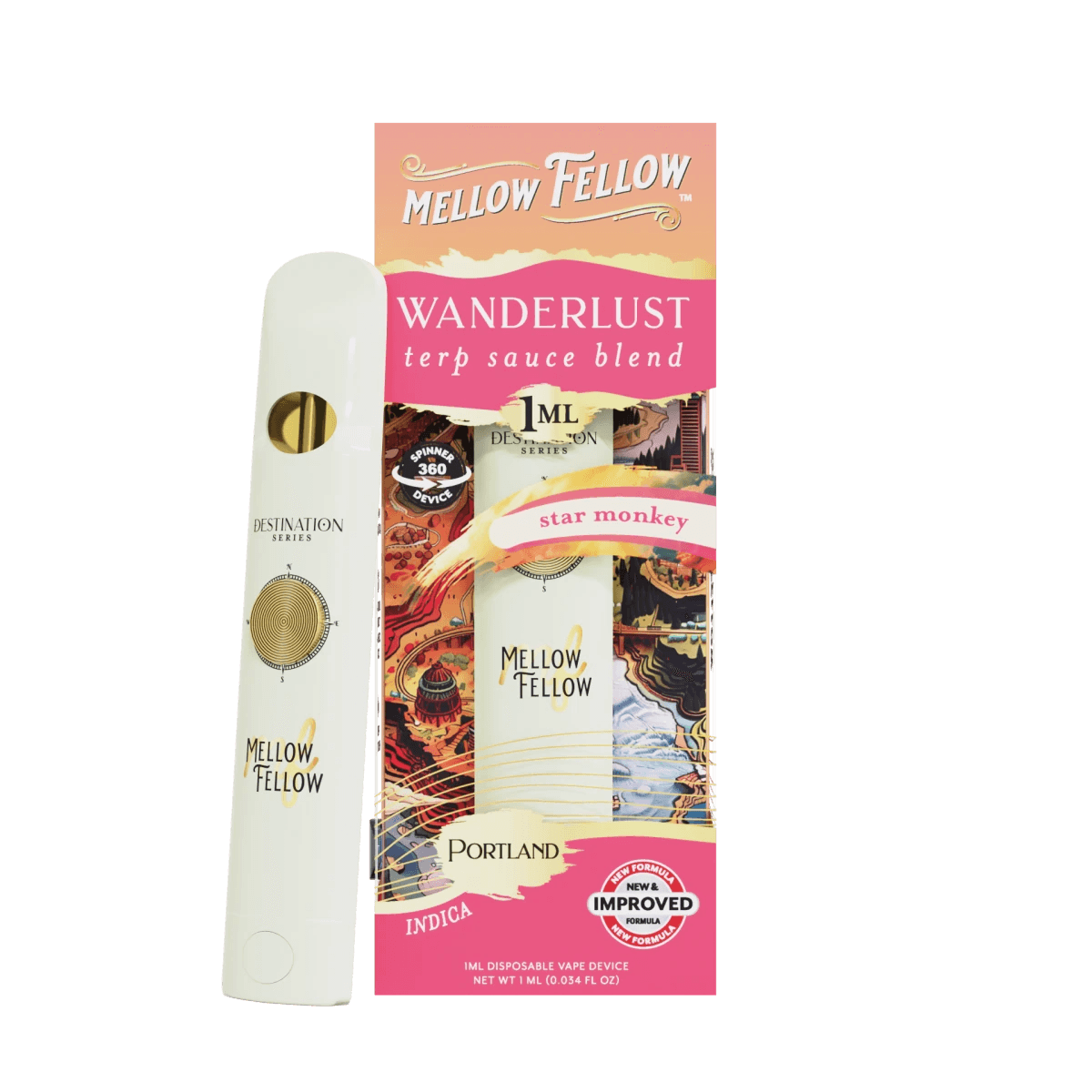 Wanderlust Blend - Terp Sauce 1ml Disposable Spinner Vape - Star Monkey (Indica) - Mellow Fellow