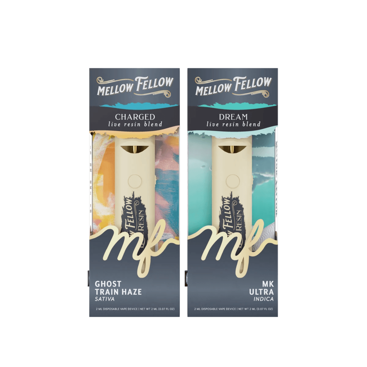 Charged (Ghost Train Haze) & Dream (Mk Ultra) 2ml Live Resin Disposable Vape Day/Night Bundle (Sativa/Indica)