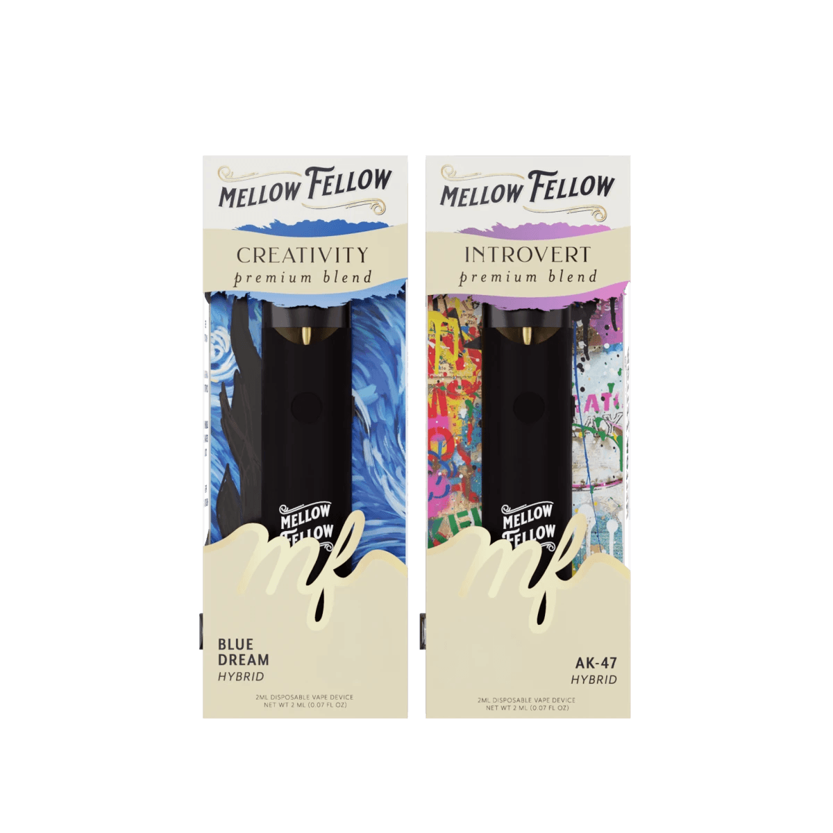 Creativity (Blue Dream) & Introvert (AK-47) 2ml Disposable Vape Day/Night Bundle (Hybrid)