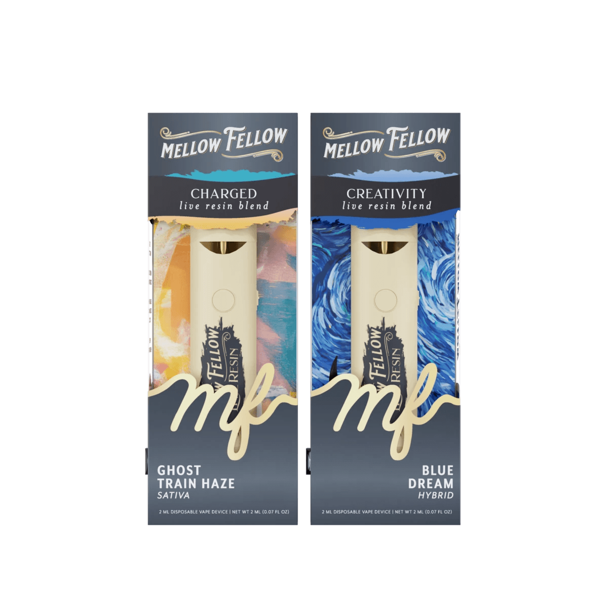 The DIY Bundle - Charged Ghost Train Haze (Sativa) and Creativity Blue Dream (Hybrid) - 2 Pk 2ml Live Resin Disposable Vapes