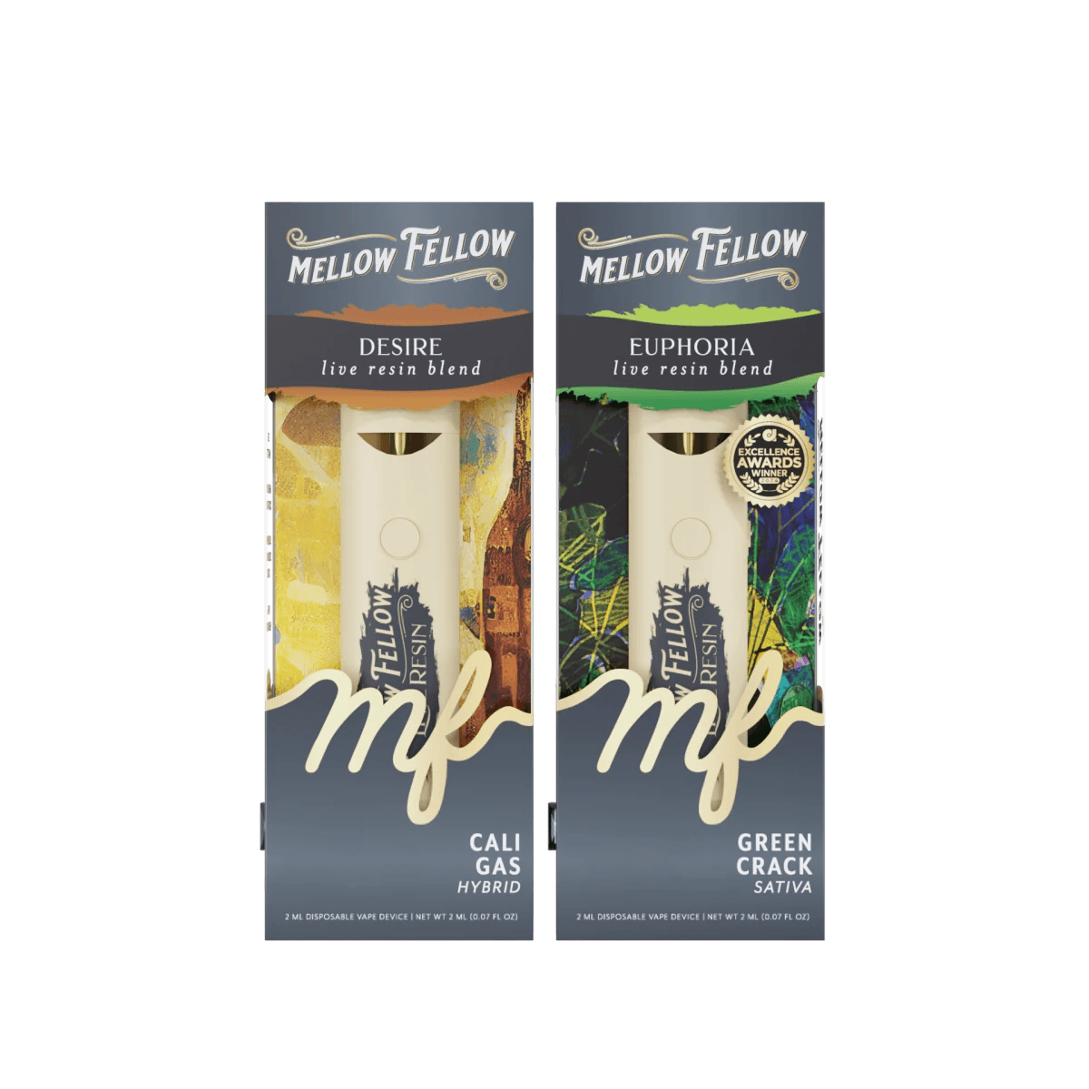 The Date Night Bundle - Desire Cali Gas (Hybrid) and Euphoria Green Crack (Sativa) - 2 Pk 2ml Live Resin Disposable Vapes