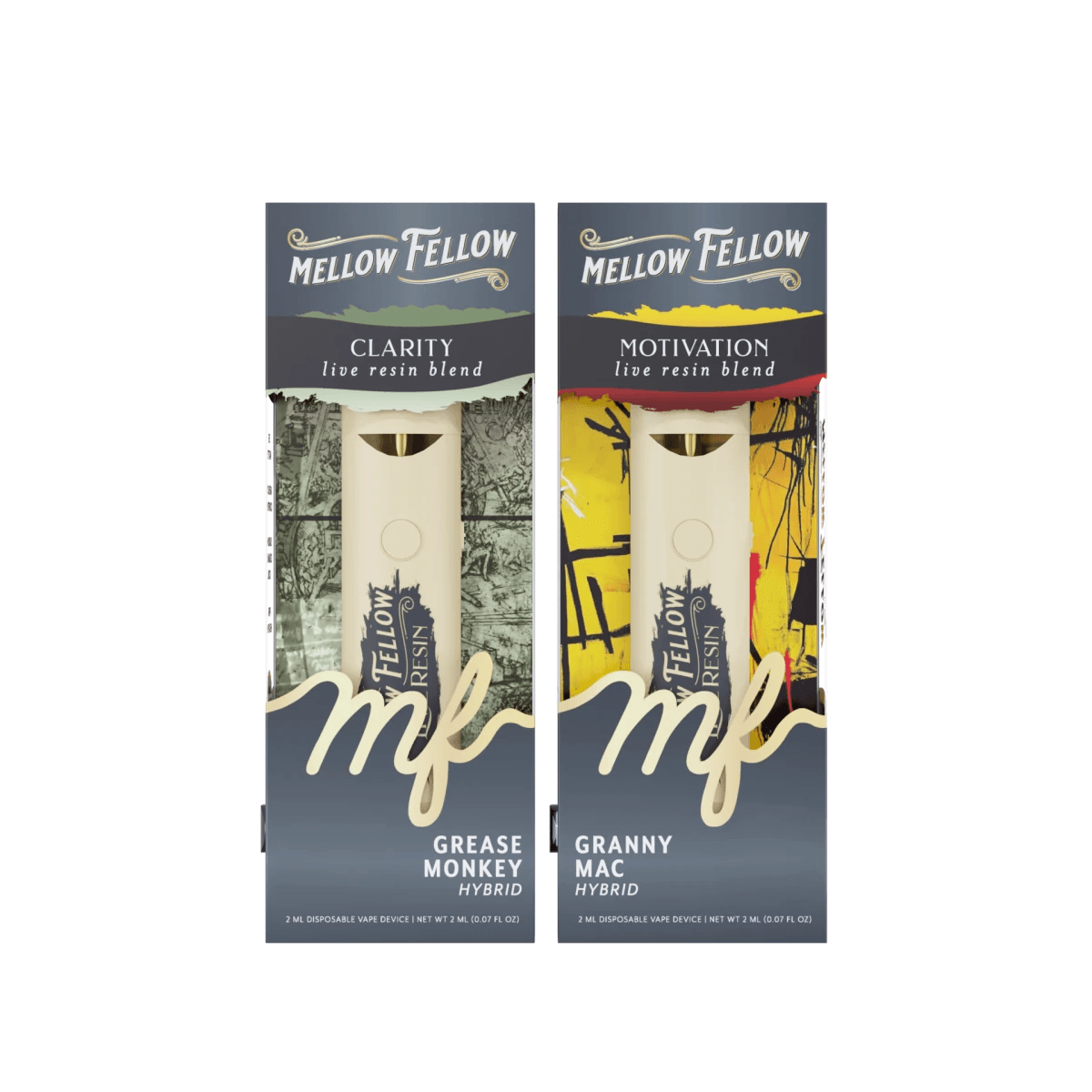 The Go-Getter’s Bundle - Clarity Grease Monkey (Hybrid) and Motivation Granny mac (Hybrid) - 2 Pk 2ml Live Resin Disposable Vapes - Mellow Fellow