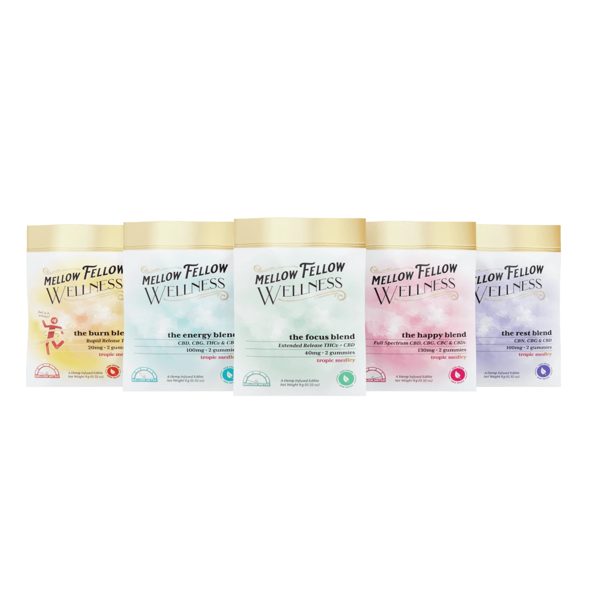 Wellness 2 ct. Gummies - 5 Pack Sampler - Mellow Fellow