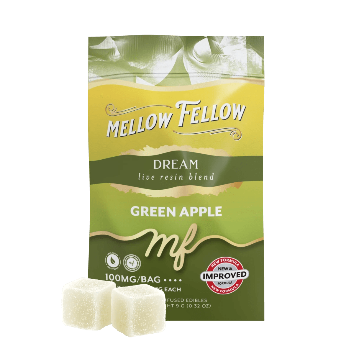 Dream Blend - Live Resin M-Fusions Edibles Sachets - Green Apple 100mg - Mellow Fellow