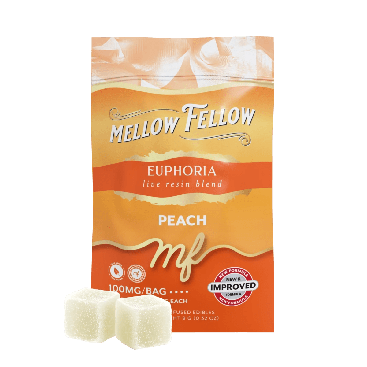 Euphoria Blend - Live Resin M-Fusions Edibles Sachets - Peach 100mg - Mellow Fellow