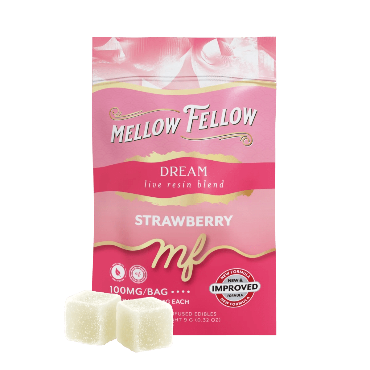 Dream Blend - Live Resin M-Fusions Edibles Sachets - Strawberry 100mg - Mellow Fellow