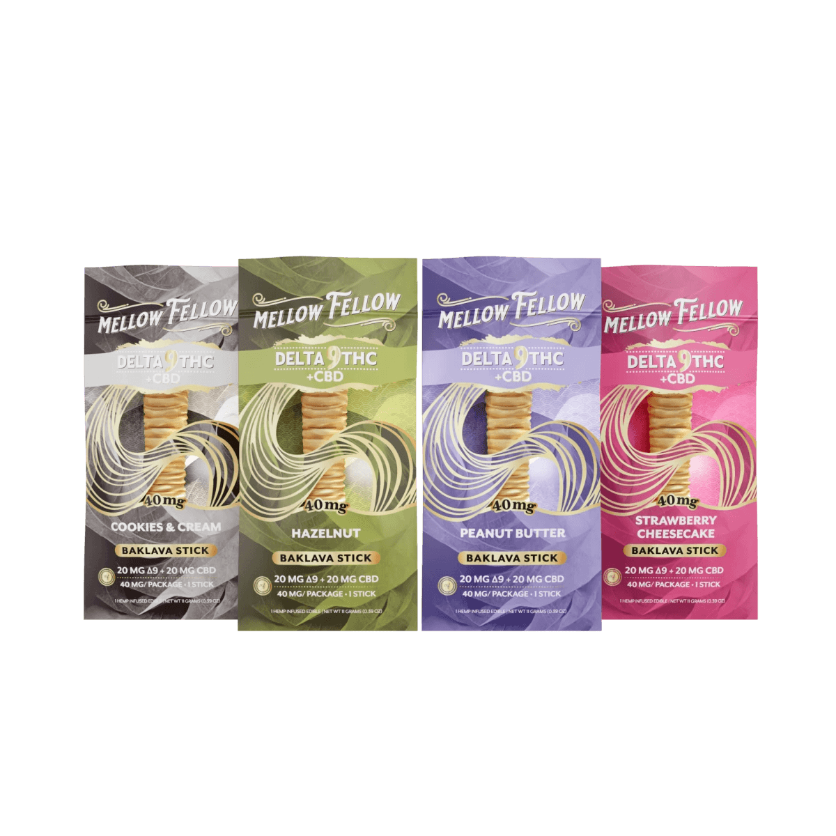 Delta 9 THC + CBD Baklava Sticks 4 Pack - Mellow Fellow
