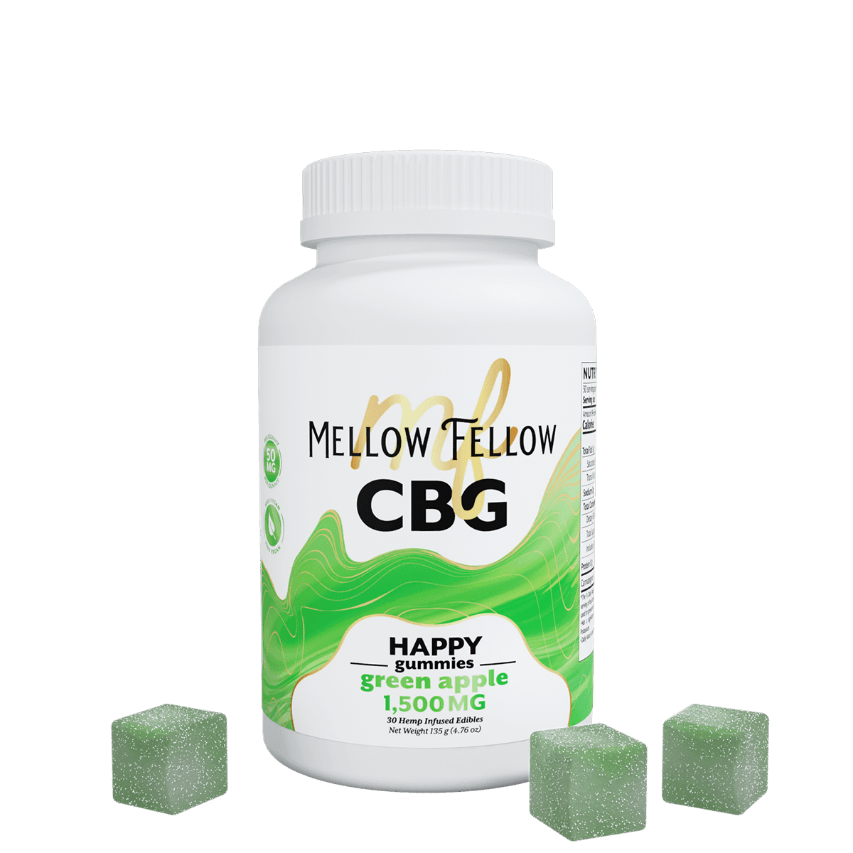 Happy CBG Gummies - 1500mg - Green Apple - Mellow Fellow
