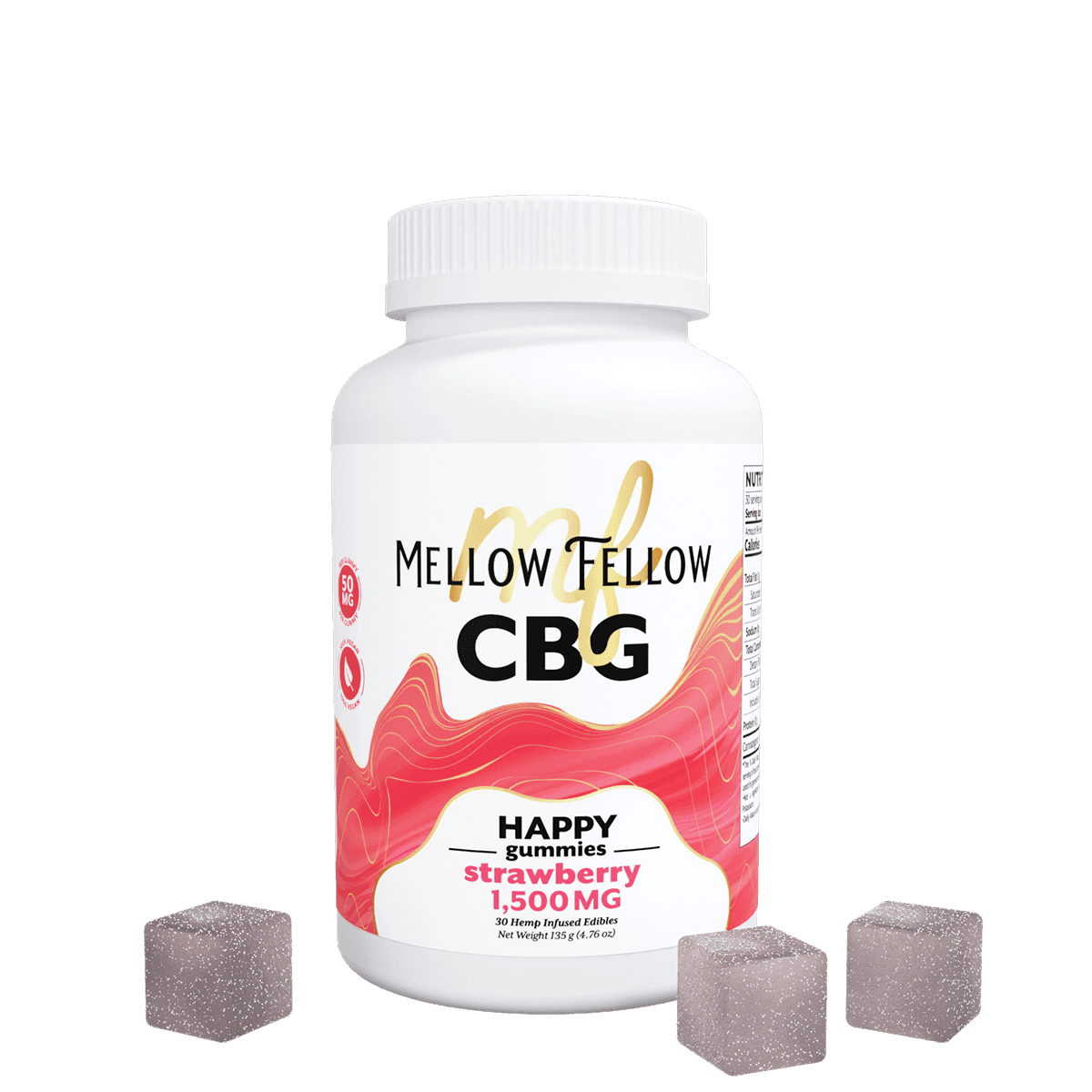 Happy CBG Gummies - 1500mg - Strawberry - Mellow Fellow