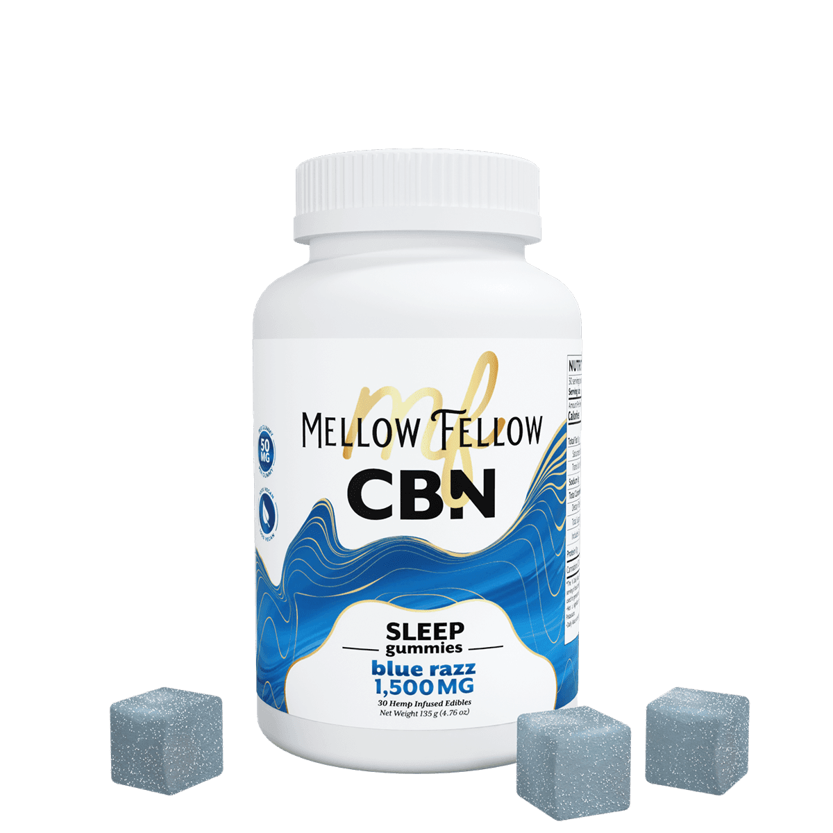 Sleep CBN Gummies - 1500mg - Blue Razz - Mellow Fellow