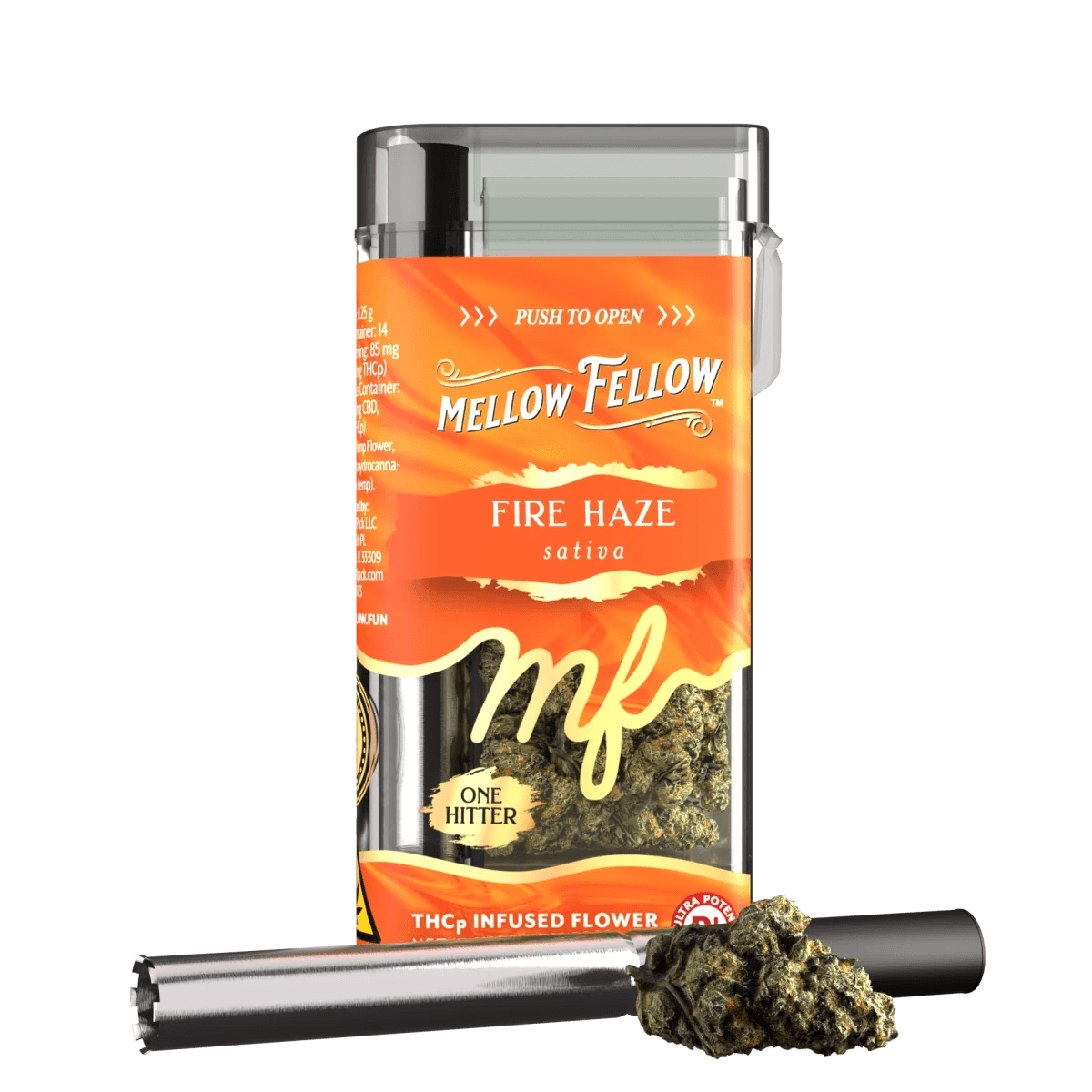 THCp 3.5g Infused Flower + One Hitter - Fire Haze (Sativa) - Mellow Fellow