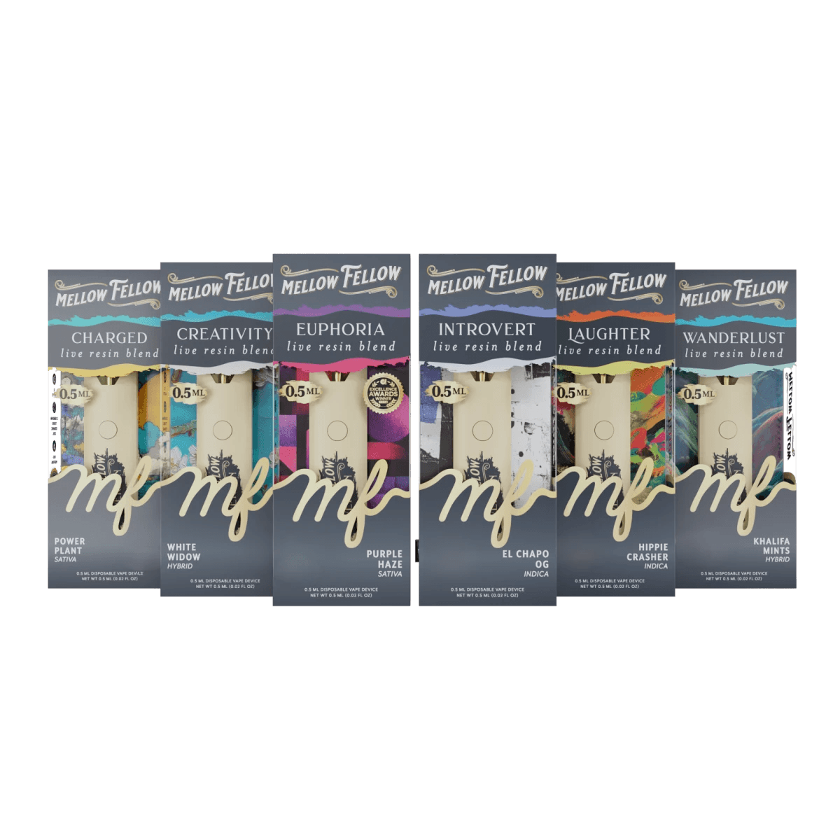 Live Resin 0.5ml Disposable Vapes Bundle 6 Pack - Mellow Fellow