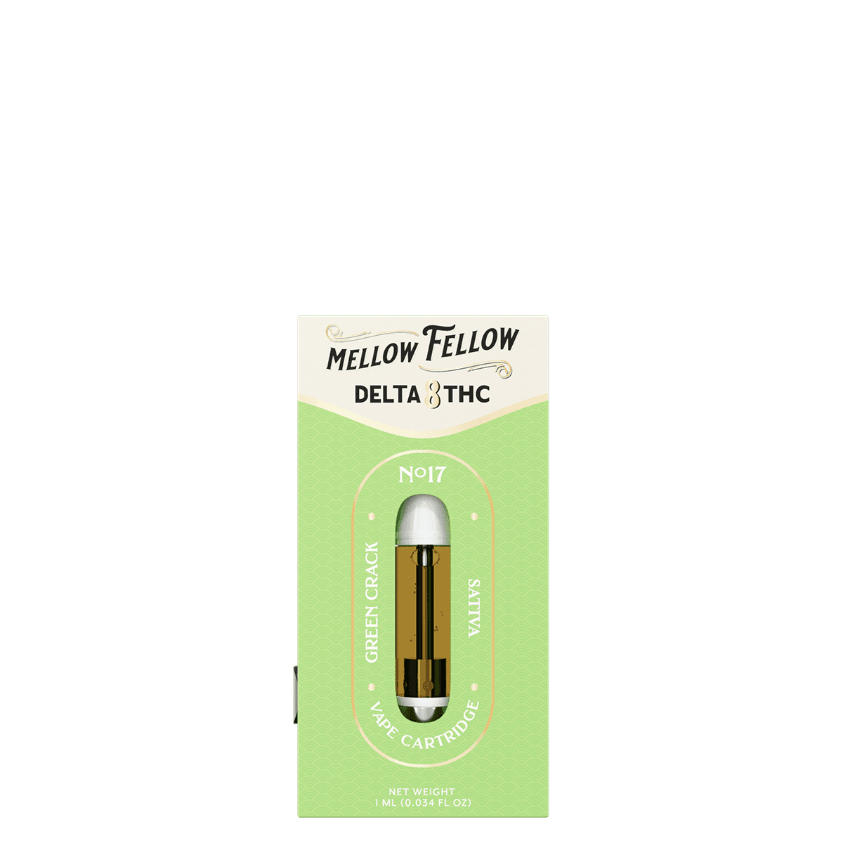 Delta 8 1ml Vape Cartridge - Green Crack (Sativa) - Mellow Fellow