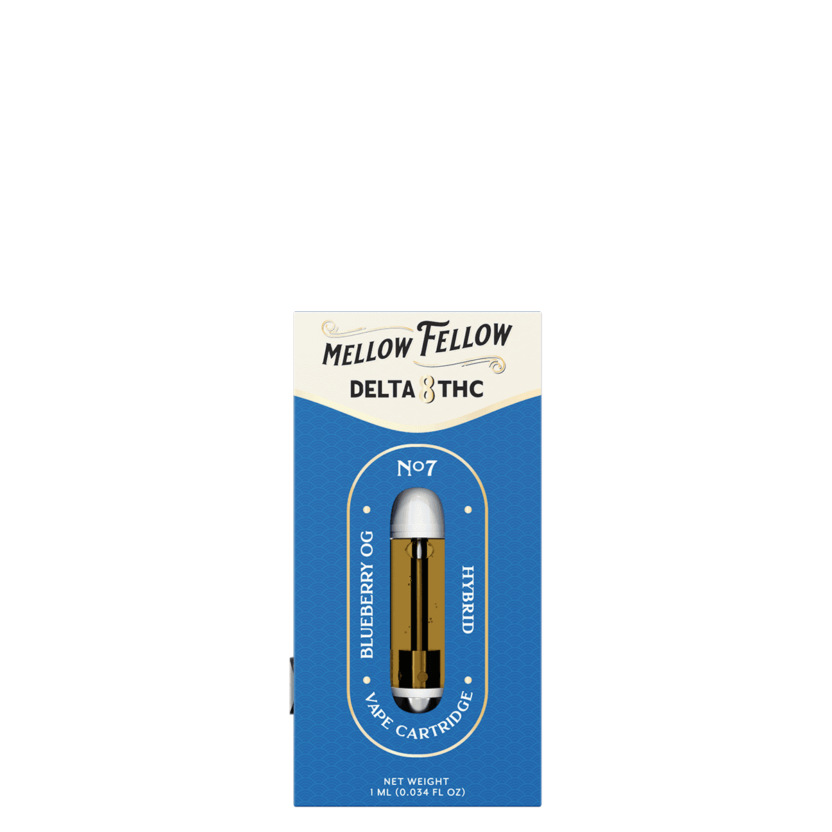 Delta 8 1ml Vape Cartridge - Blueberry OG (Hybrid) - Mellow Fellow
