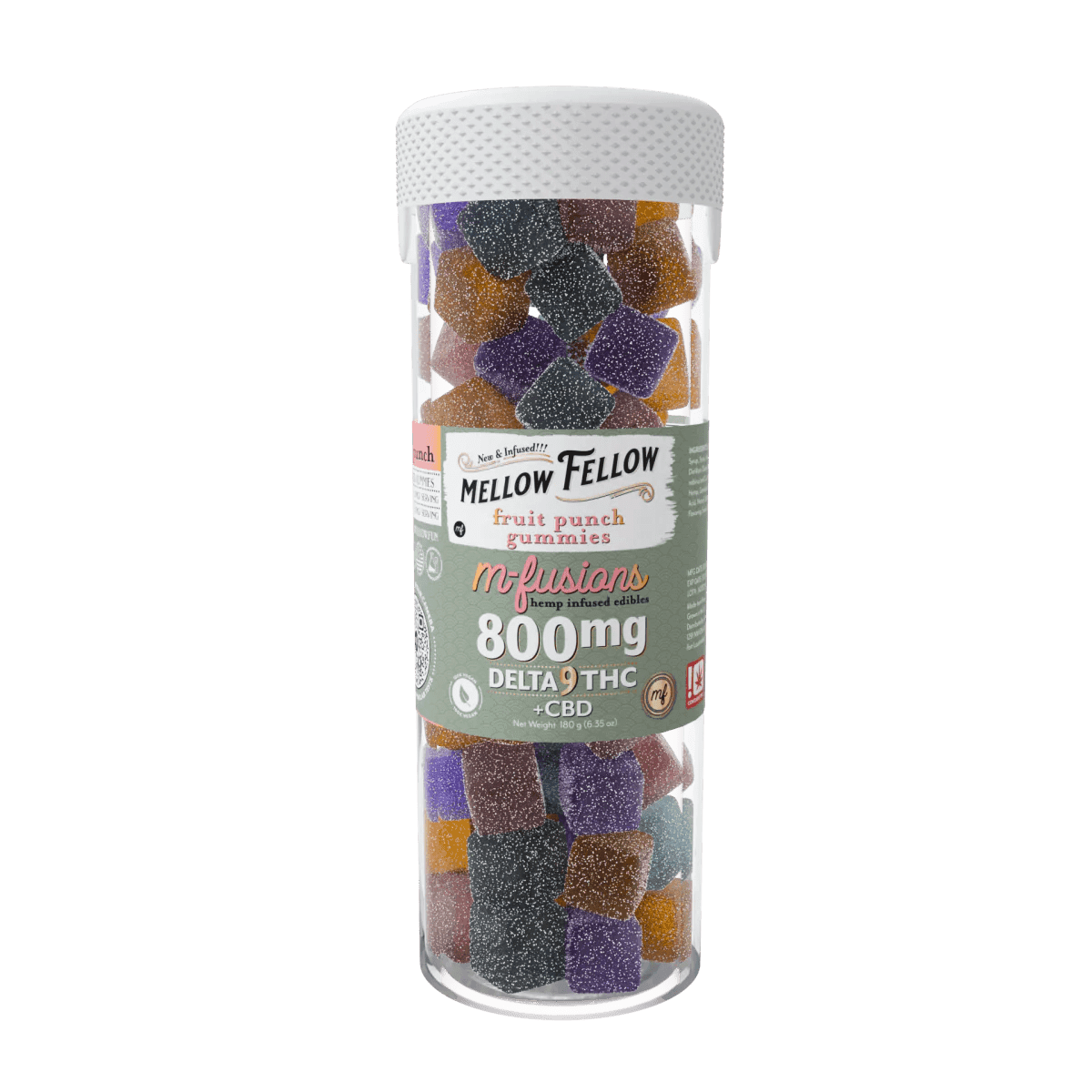 Delta 9 THC M - Fusions Fruit Punch Gummies - 40 Ct. 800mg - Mellow Fellow