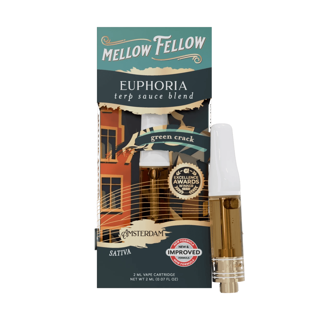 Euphoria Blend - Terp Sauce 2ml Vape Cartridge - Green Crack (Sativa) - Mellow Fellow