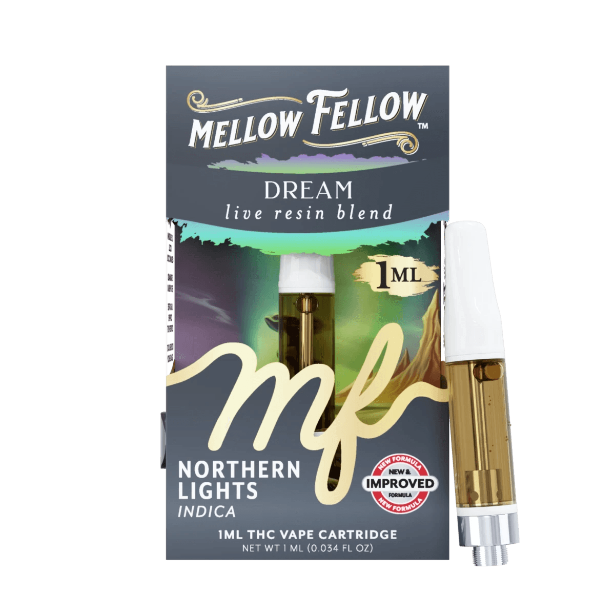 Dream Blend 1ml Live Resin Vape Cartridge - Northern Lights (Indica) - Mellow Fellow