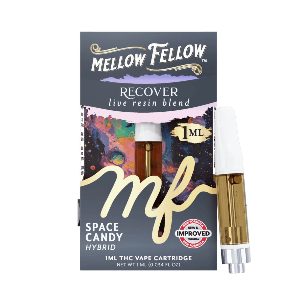 Recover Blend 1ml Live Resin Vape Cartridge - Space Candy (Hybrid) - Mellow Fellow