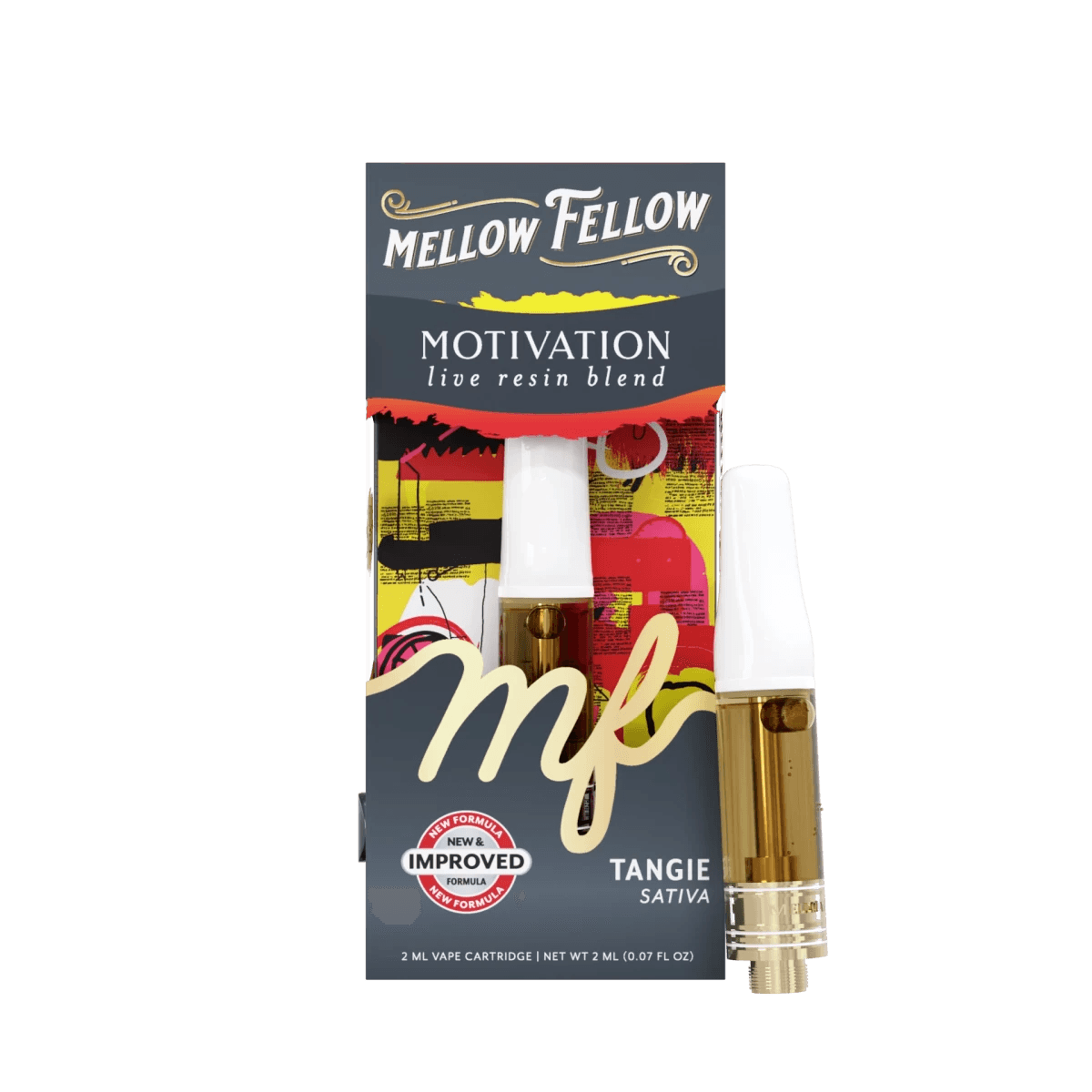Motivation Blend 2ml Live Resin Vape Cartridge - Tangie (Sativa) - Mellow Fellow