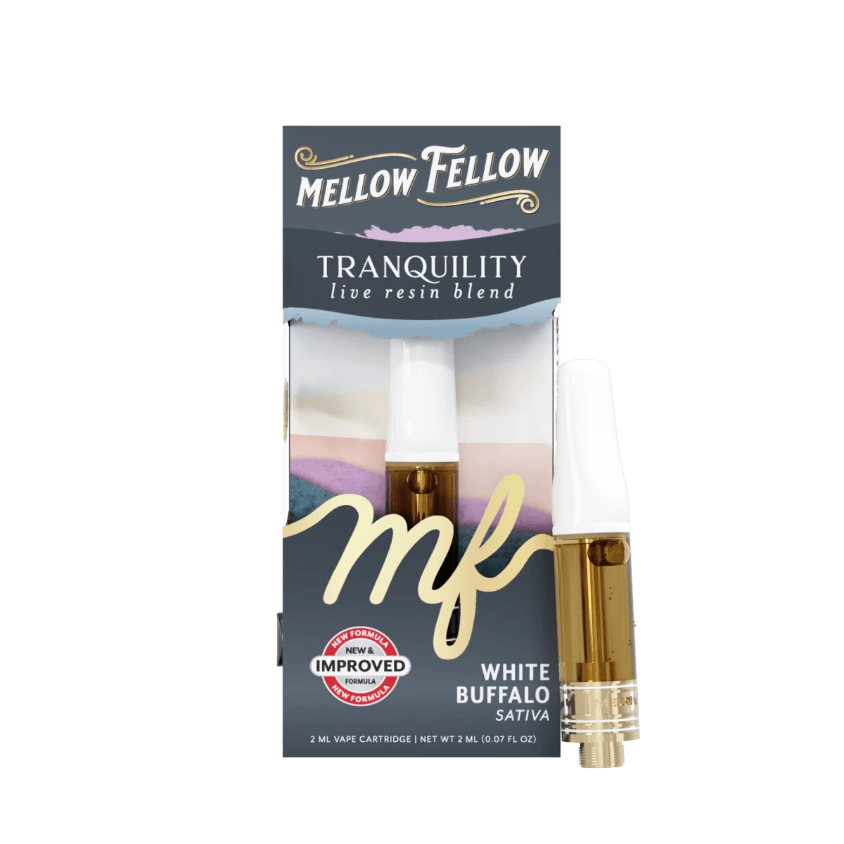Tranquility Blend 2ml Live Resin Vape Cartridge - White Buffalo (Sativa) - Mellow Fellow