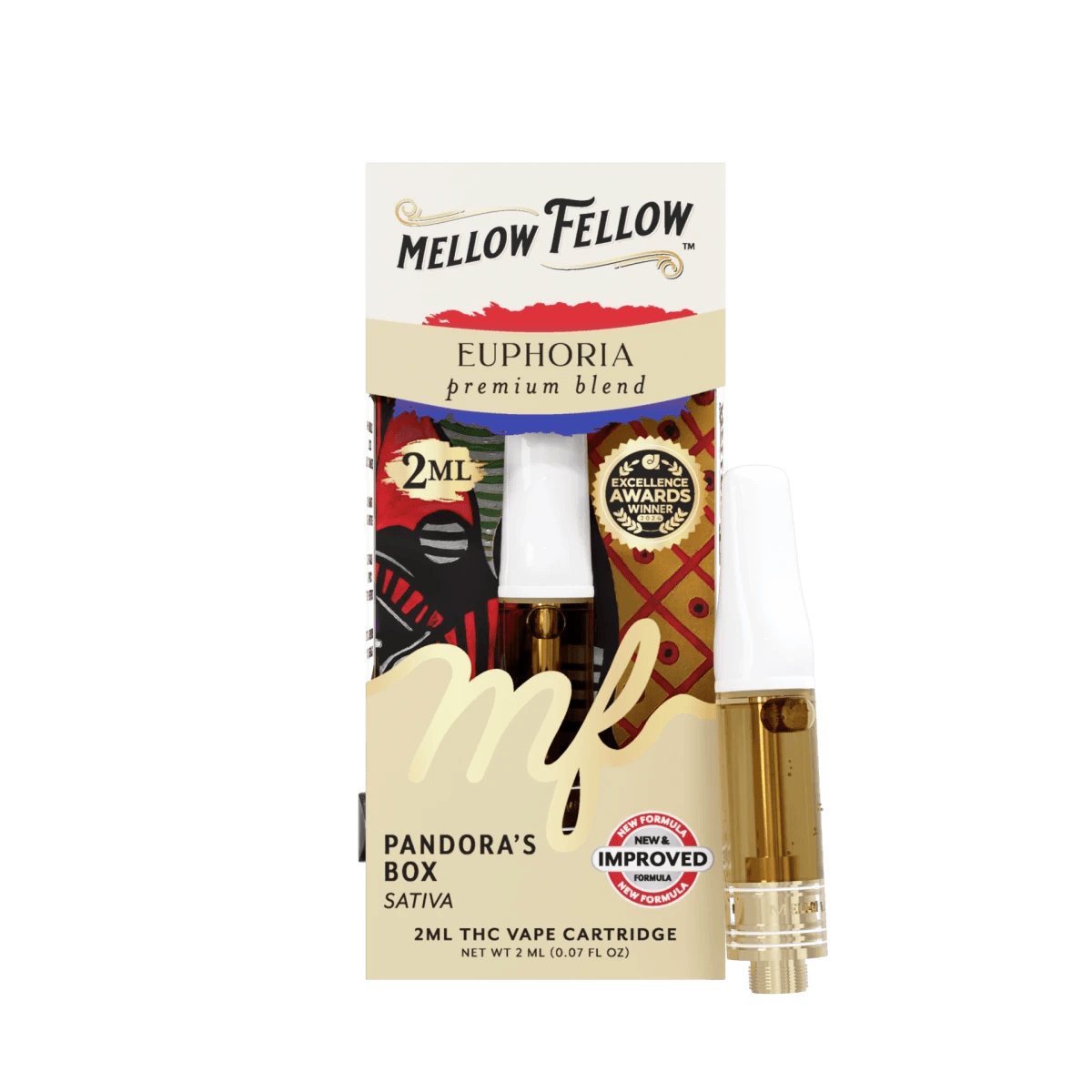 Euphoria Blend 2ml Vape Cartridge - Pandora's Box (Sativa) - Mellow Fellow
