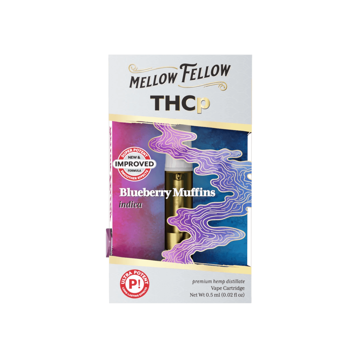 THCp 0.5ml Vape Cartridge - Blueberry Muffins (Indica) - Mellow Fellow