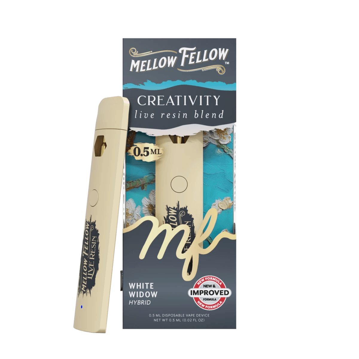 Creativity Blend 0.5ml Live Resin Disposable Vape - White Widow (Hybrid) - Mellow Fellow
