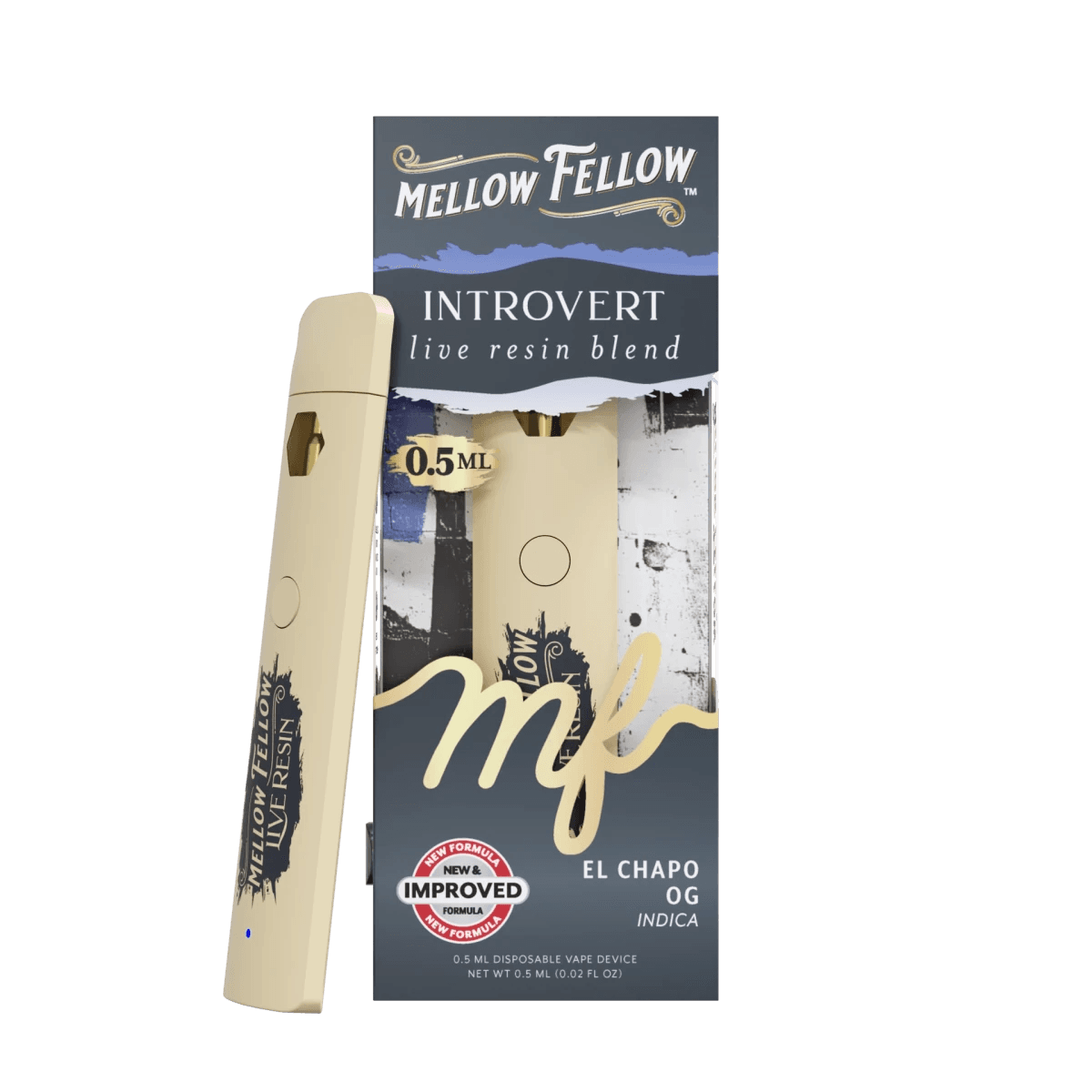 Introvert Blend 0.5ml Live Resin Disposable Vape - El Chapo OG (Indica) - Mellow Fellow