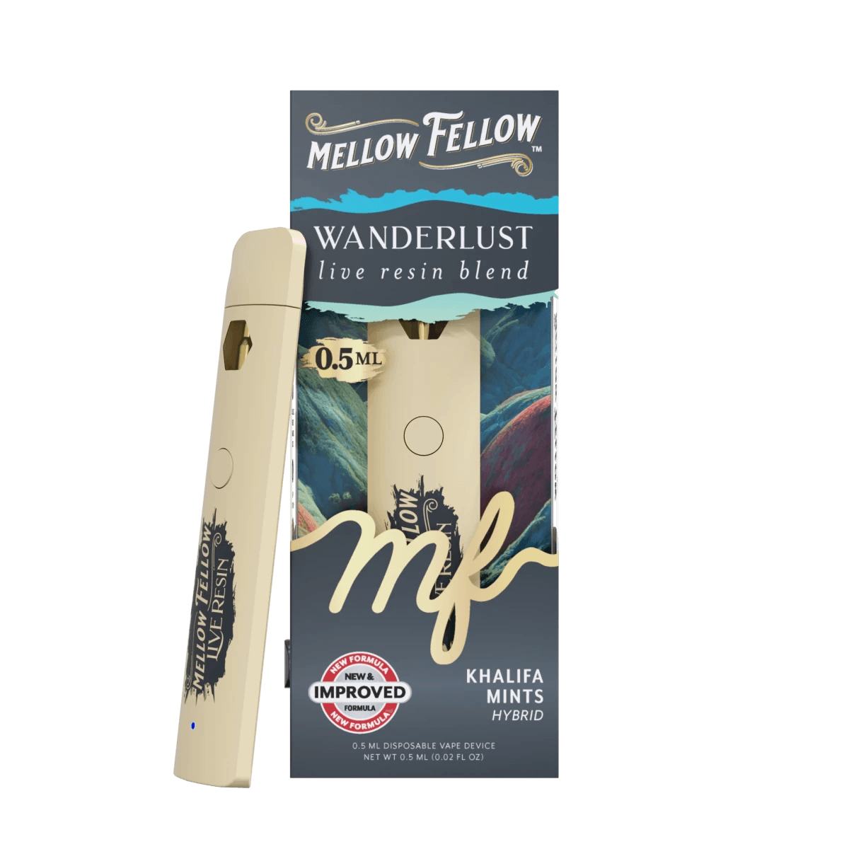 Wanderlust Blend 0.5ml Live Resin Disposable Vape - Khalifa Mints (Hybrid) - Mellow Fellow