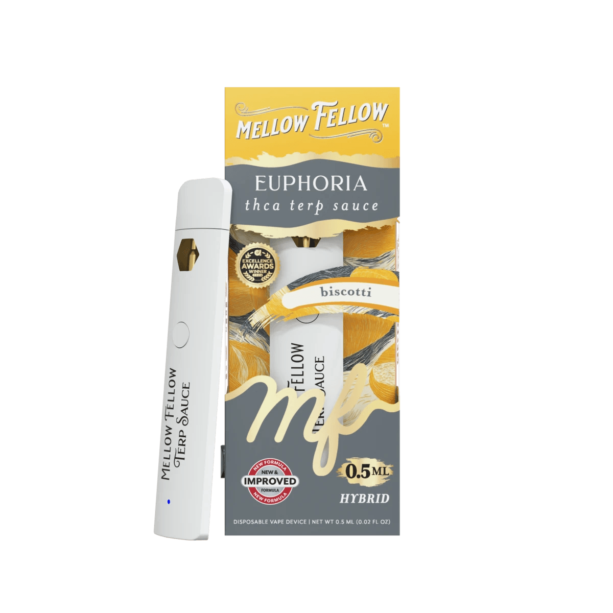 Euphoria Blend 0.5ml Terp Sauce Disposable Vape - Biscotti (Hybrid) - Mellow Fellow