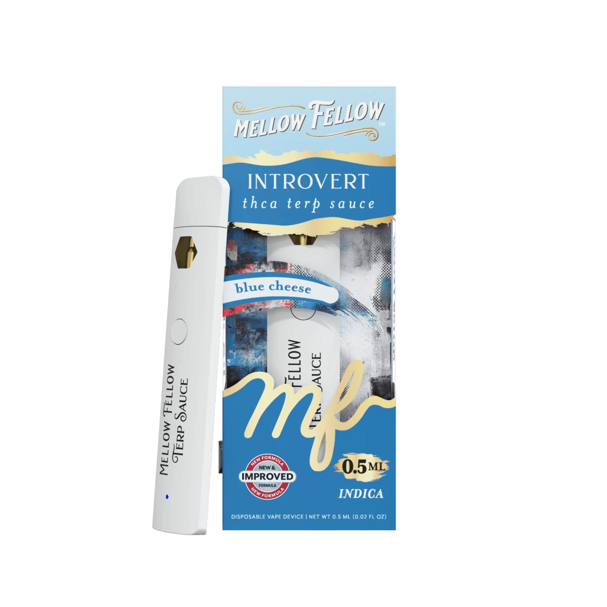 Introvert Blend 0.5ml Terp Sauce Disposable Vape - Blue Cheese (Indica) - Mellow Fellow