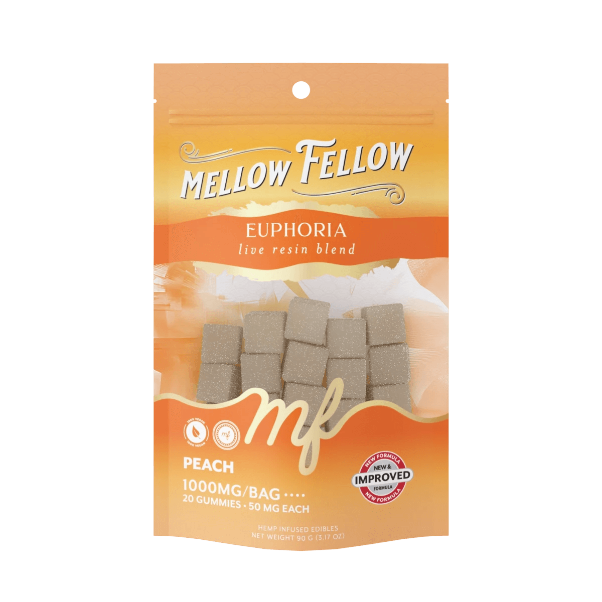 Euphoria Blend - Live Resin M - Fusions Edibles - Peach 1000mg - Mellow Fellow