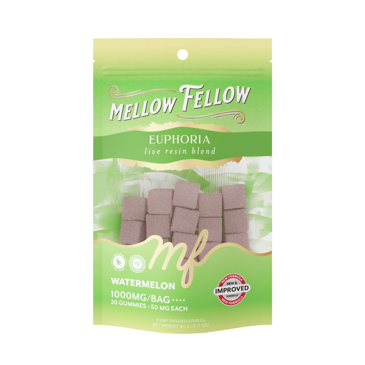 Euphoria Blend - Live Resin M - Fusions Edibles - Watermelon 1000mg - Mellow Fellow