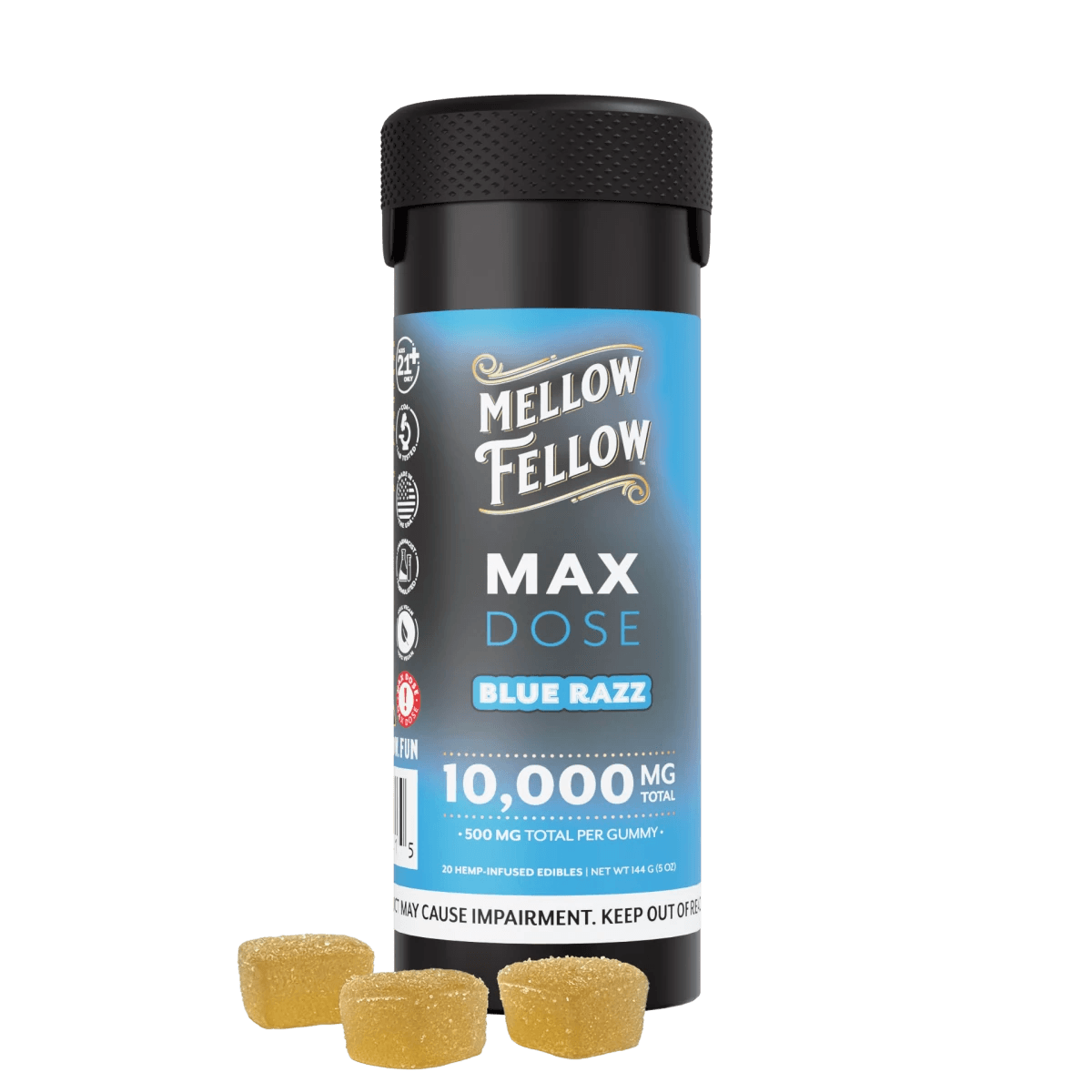 Max Dose Gummies - 20 ct 10,000mg - Blue Razz