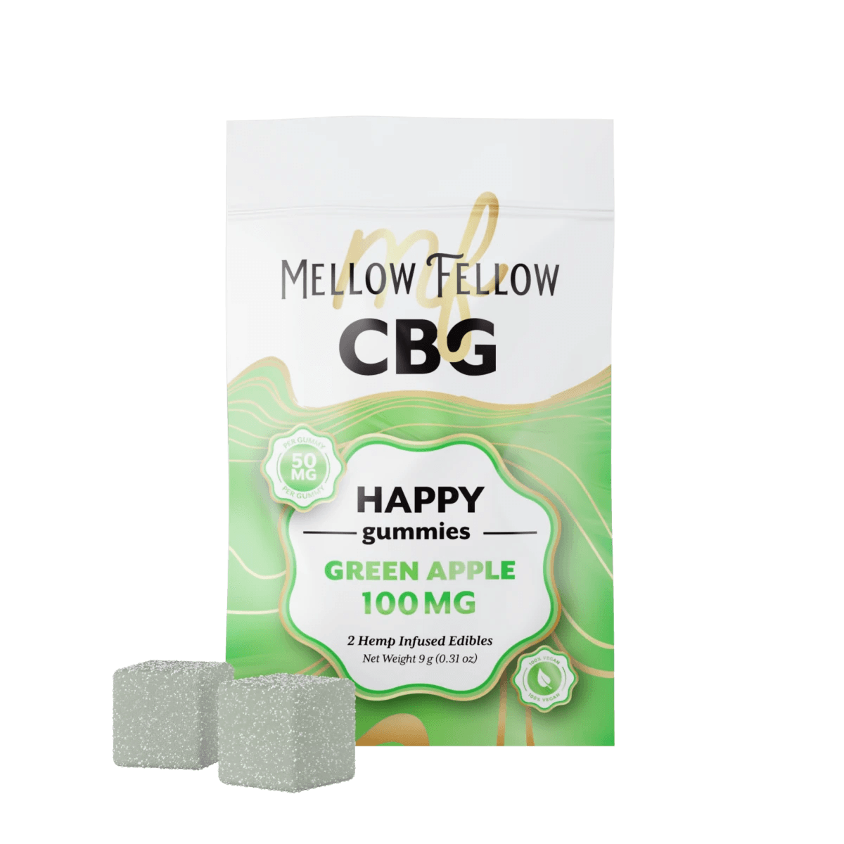 Happy CBG Gummies 100mg - Green Apple - Mellow Fellow