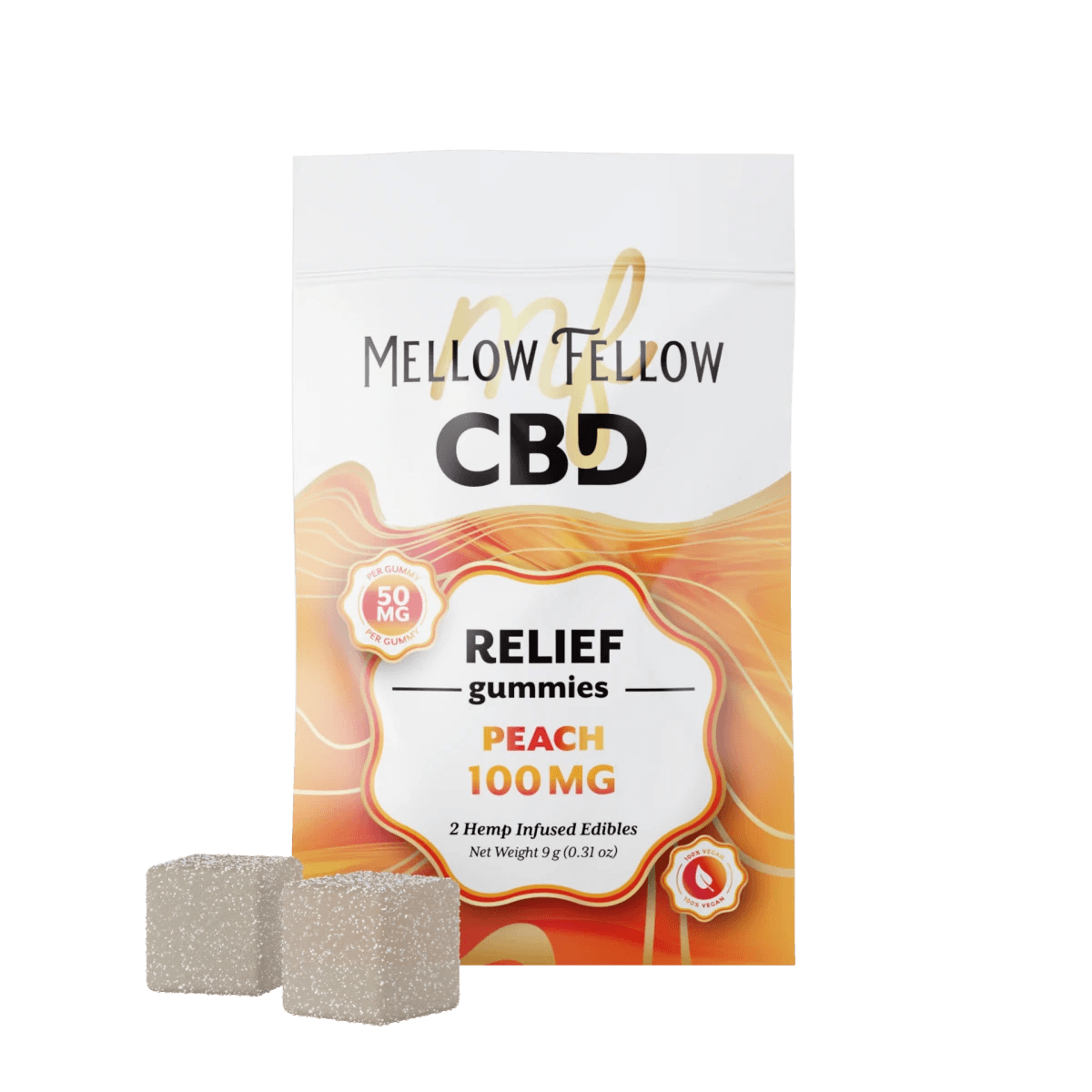 Relief CBD Gummies 100mg - Peach - Mellow Fellow