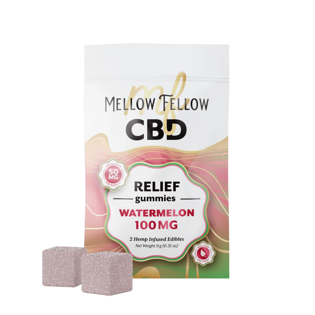 Relief CBD Gummies 100mg - Watermelon - Mellow Fellow