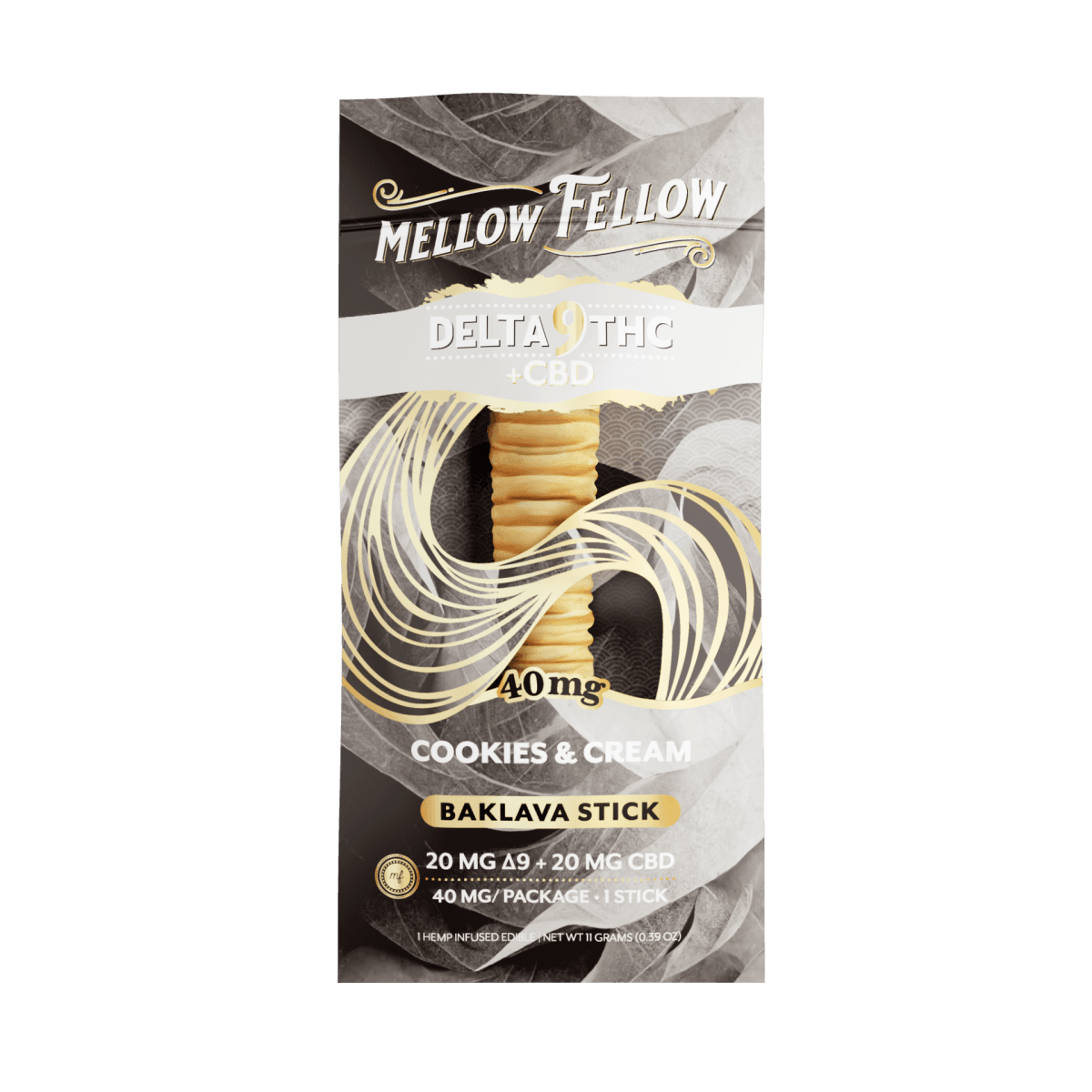 Delta 9 THC + CBD Baklava Sticks - Cookies & Cream 40mg - Mellow Fellow
