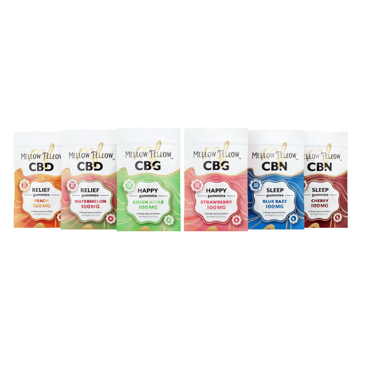 CBD/CBG/CBN 2pc 100mg - 6 Pack Sampler - Mellow Fellow