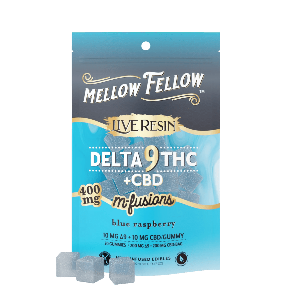 Delta 9 Live Resin Edibles 400mg - Blue Raspberry - Mellow Fellow