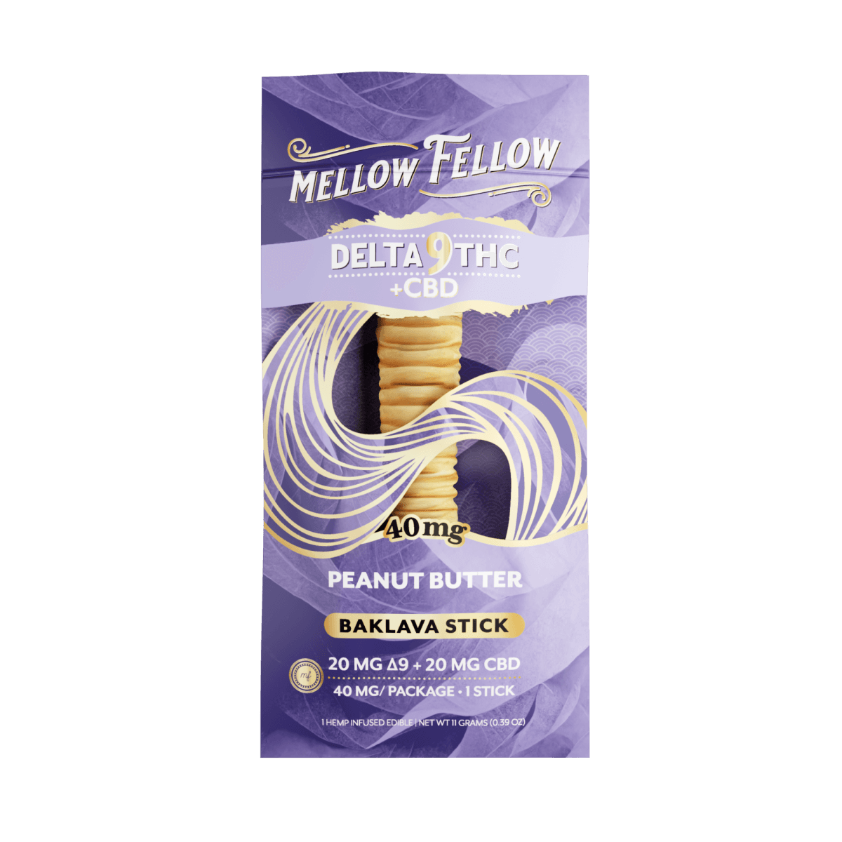 Delta 9 THC + CBD Baklava Sticks - Peanut Butter 40mg - Mellow Fellow