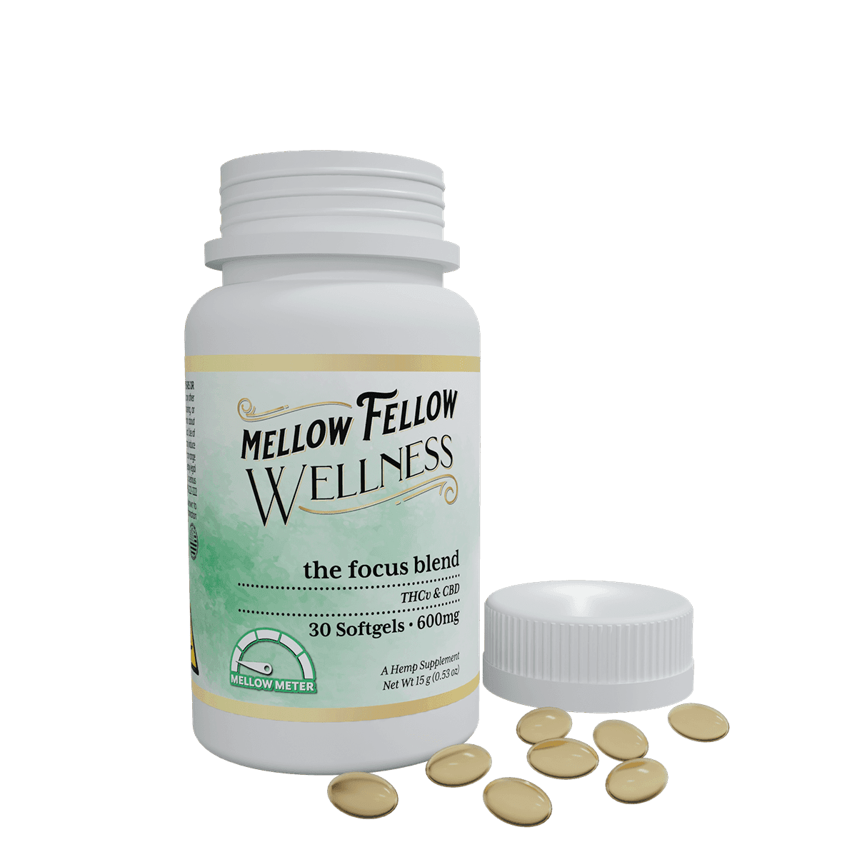 Wellness Softgel Capsules - Illuminate: The Focus Blend - 600mg - 30 ct - Mellow Fellow