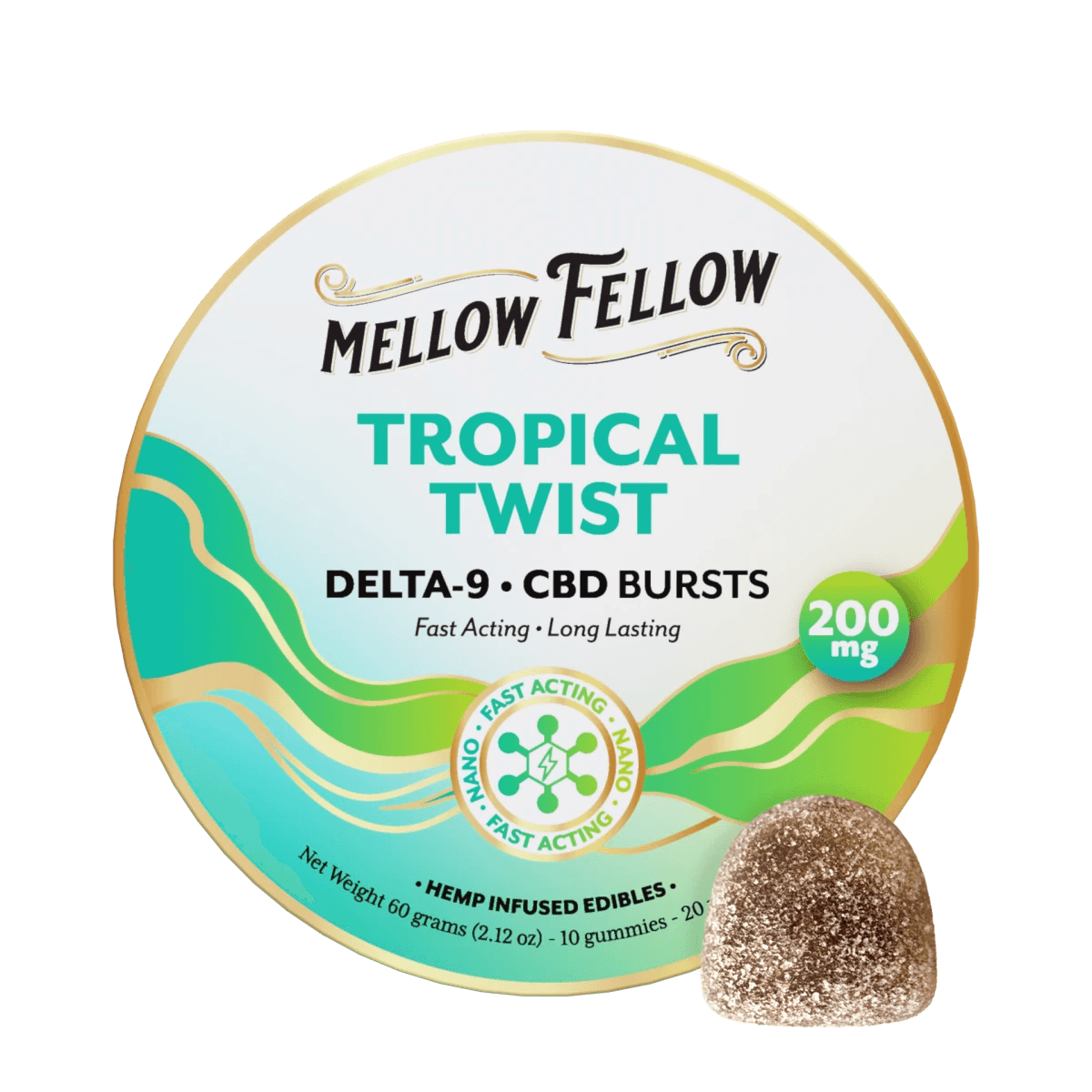 Delta 9 THC CBD Burst Nano Gummies 200mg - Tropical Twist - Mellow Fellow